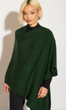 Personalised Dark Green Pure Cashmere Button Poncho