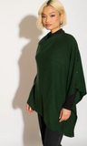 Personalised Dark Green Pure Cashmere Button Poncho