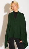 Personalised Dark Green Pure Cashmere Button Poncho