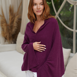 Personalised Plum Purple Pure Cashmere Button Poncho