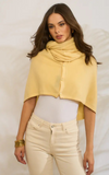 Personalised Butter Yellow Pure Cashmere Button Poncho