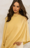 Personalised Butter Yellow Pure Cashmere Button Poncho