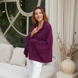 Personalised Plum Purple Pure Cashmere Button Poncho