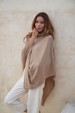 Personalised Beige Pure Cashmere Button Poncho