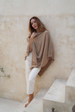 Personalised Beige Pure Cashmere Button Poncho