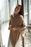 Personalised Beige Pure Cashmere Button Poncho