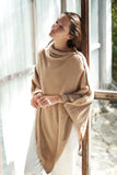 Personalised Beige Pure Cashmere Button Poncho