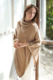 Personalised Beige Pure Cashmere Button Poncho