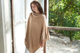 Personalised Beige Pure Cashmere Button Poncho