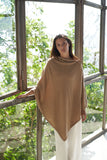 Personalised Beige Pure Cashmere Button Poncho