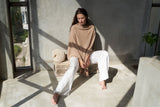 Personalised Beige Pure Cashmere Button Poncho