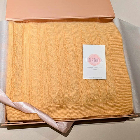 Personalised Peach Pure Cashmere Baby Blanket