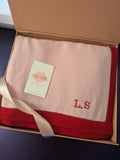 Personalised Pink Red Border Pure Cashmere Wrap