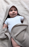 Beige Hooded Cashmere Baby Blanket