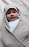 Beige Hooded Cashmere Baby Blanket