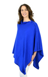 Personalised Royal Blue Pure Cashmere Button Poncho