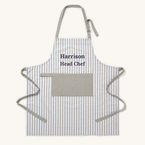 Personalised Grey Striped Apron