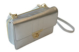 Silver Leather Cross Body Bag with Purse