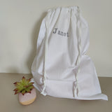 White Pure Cotton Travel Drawstring Bag