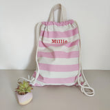 Personalised Nautical Cotton Drawstring Bag