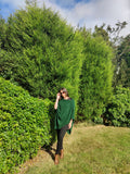 Personalised Dark Green Pure Cashmere Button Poncho