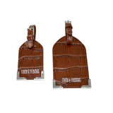 Mimi & Thomas brown croc embossed leather luggage tags