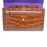 Mimi & Thomas brown croc embossed leather travel wallet tabs