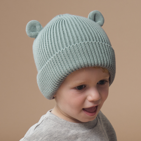 Organic Cotton Baby Bear Beanie Hat
