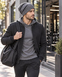 Grey Unisex Pure Cashmere Textured Beanie
