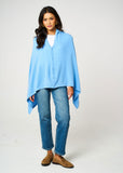 Personalised Sky Blue Pure Cashmere Button Poncho