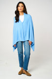 Personalised Sky Blue Pure Cashmere Button Poncho