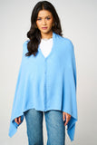 Personalised Sky Blue Pure Cashmere Button Poncho