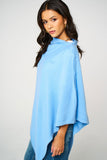 Personalised Sky Blue Pure Cashmere Button Poncho