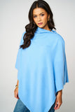 Personalised Sky Blue Pure Cashmere Button Poncho
