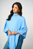 Personalised Sky Blue Pure Cashmere Button Poncho