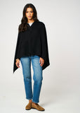 Personalised Black Pure Cashmere Button Poncho