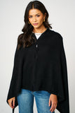 Personalised Black Pure Cashmere Button Poncho
