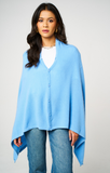 Personalised Sky Blue Pure Cashmere Button Poncho