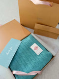 Personalised Eau de Nil Blue Pure Cashmere Baby Blanket