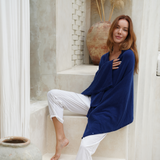 Personalised Navy Pure Cashmere Button Poncho