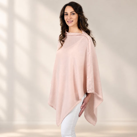 Personalised Pastel Pink Pure Cashmere Button Poncho