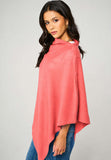 Personalised Coral Pink Pure Cashmere Button Poncho