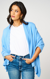 Personalised Sky Blue Pure Cashmere Button Poncho