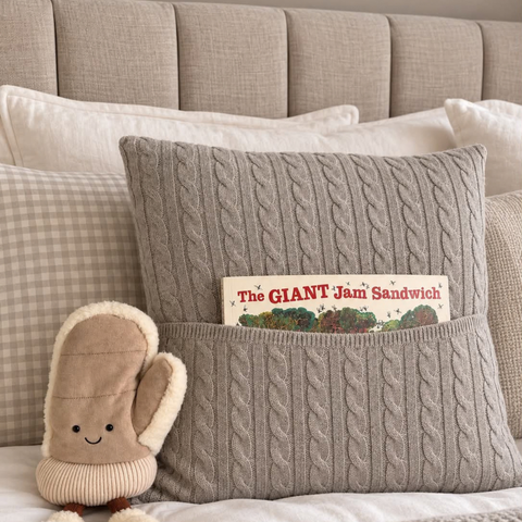 Personalised Grey Marl Pure Cashmere Reading Cushion Cover