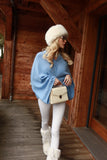 Personalised Sky Blue Pure Cashmere Button Poncho