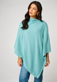 Personalised Eau de Nil Blue Pure Cashmere Button Poncho