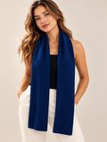 Unisex Navy Pure Cashmere Ribbed Scarf
