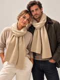 Unisex Oatmeal Marl Pure Cashmere Ribbed Scarf