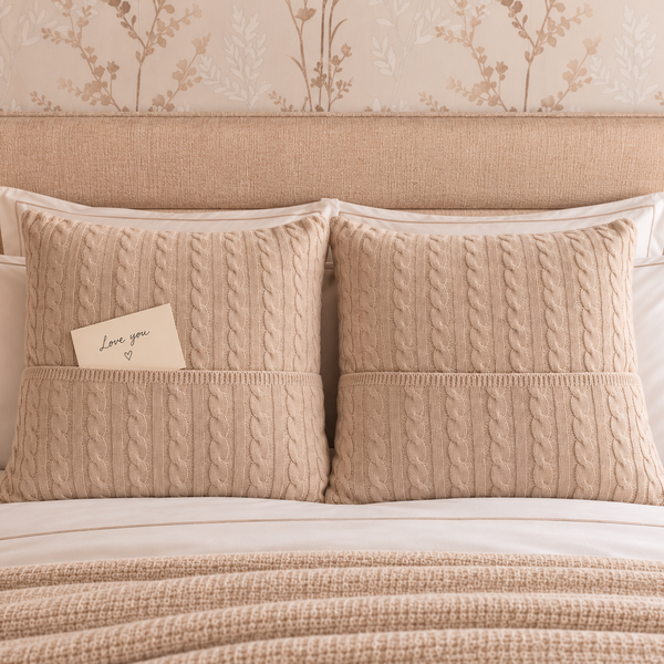 Personalised Oatmeal Pure Cashmere Reading Cushion Cover