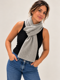 Unisex Grey Marl Pure Cashmere Ribbed Scarf